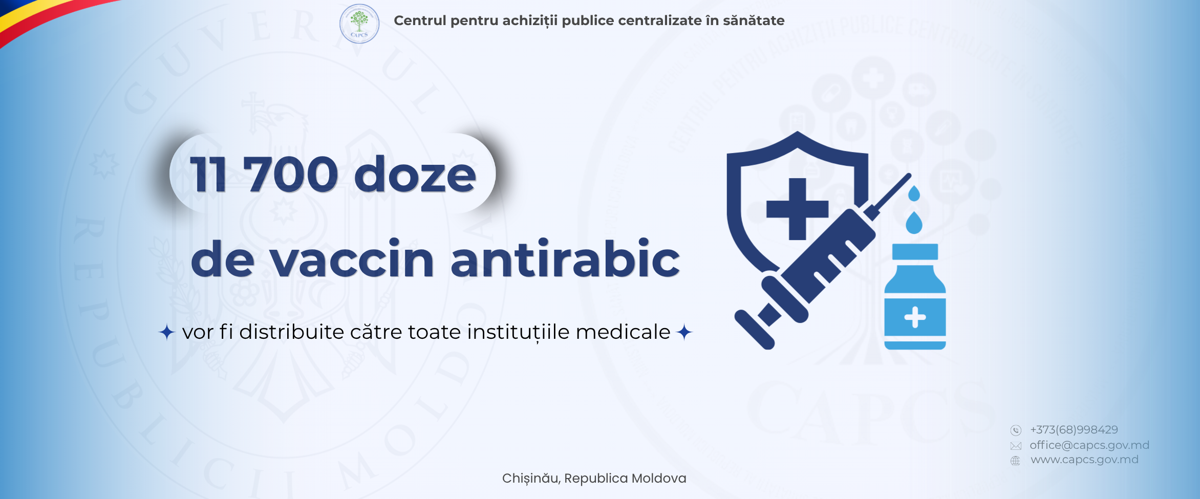 CAPCS a asigurat achiziționarea și livrarea integrală a vaccinului antirabic planificat pentru anul 2026, în termenii stabiliți și conform necesităților